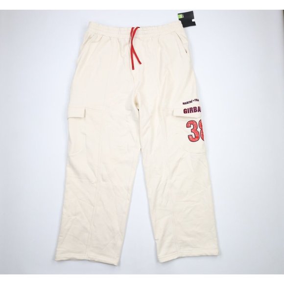 NOS Vtg 90s Marithe Francois Girbaud Mens 2XL Baggy Wide Leg Cargo Sweatpants - Picture 1 of 11